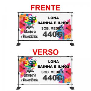 Painel Lona Frente e Verso Lona 440G Sob. Medida 4x4 N/A Bainha e Ilhós 