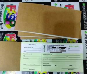 Recibo Offset 90g   Capa papel Kraft Corte Reto Bloco com 100 Folhas